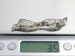 Vintage 800 Silver Filigree Bow Brooch or Pin 2.5 Inches Long 3.5 Grams Weight