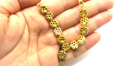 Vintage Green Peridot Jewelry Set – 18K Gold Plated Floral Necklace & Earrings