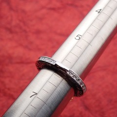 Vintage Tension Set Oval Red Crystal Clear Sides Silver Gold Tone Size 6 Ring