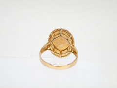 Vintage 14k Gold Ring, Chrysoprase carved Oval, Size 8.25