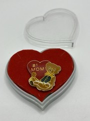 Vintage #1 Mom Teddy Bear Enamel Taiwan Lapel Pin 1980’s Heart Box Mother’s Day