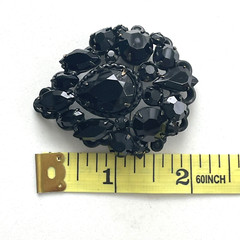 Vintage Regency Signed Japaned Jet Black Teardrop Rhinestone Pin Brooch