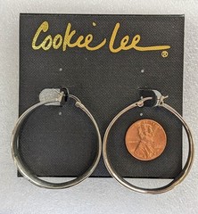 Cookie Lee silver tone contoured pierced hoop earrings FREE SHIPPING