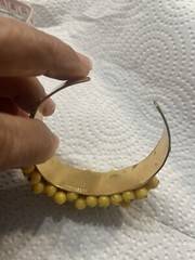 Vtg W Germany 1960s 5 Row Dangle Yellow Opaque Bead Cuff Bracelet GoldTone Frame
