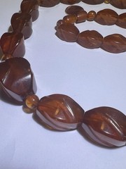 Great Vintage Cognac Natural Baltic Amber Carved Faceted Graduated Necklace