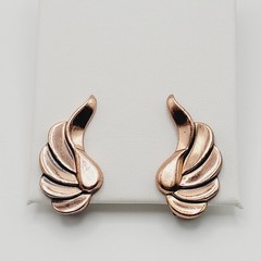 Modernist Copper Wings Climber Style Clip On Earrings Artisan Style Unsigned