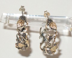 Vtg WM Co. Wheeler Western Two Tone Sterling Silver 12K Gold Hoop Earrings