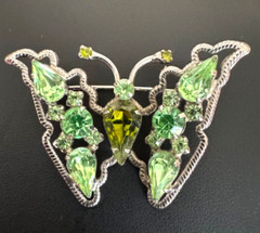 Rare Signed Weiss Butterfly Vintage 1950-1970 Green Brooch in Mint Condition!
