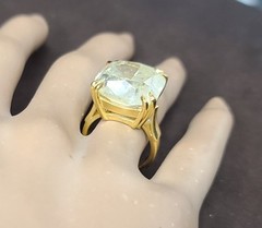14k Yellow Gold Engagement ring 21.18ct. Natural Cushion Light Yellow Diamond