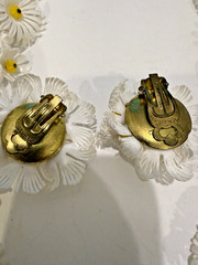 VINTAGE WEST GERMANY SIGNED FLOWER NECKLACE & EARRINGS SET