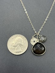 16″ Vintage Sterling Silver Smoky Quartz Pendant Necklace 925 C30