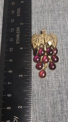 Dangling Purple Grape Cluster Gold Tone Wearable as a brooch or pendant