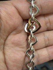 Vintage 925 Sterling Silver Heart Link Bracelet 7.5” Open Heart Chain