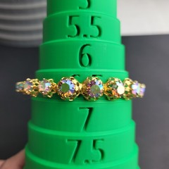 Vintage AB Rhinestone Gold Tone Cuff Bracelet Made in Austria 6.5″ READ