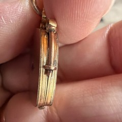 Antique Wightman & Hough (W&H Co.) 4.7g Gold Fill Square Locket Ruby Gem Mono