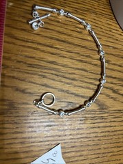 Silver Bracelet With Clear Stones Very Nice No Marks B595