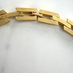 VTG MCM Gold Tone Geometric Link Necklace 16 3/4” Architectural Modern Couture