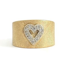 Vintage 1950’s Wide Pave Diamond Heart Ring 14K Yellow Gold, 7.64 Grams