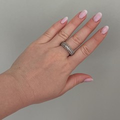 925 Sterling Silver Vintage Clear CZ Eternity Band Sparkly Baguette Ring Size 8