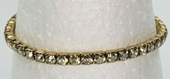 Prong Set Clear Rhinestones Gold Tone Stretch Tennis Bracelet 7.-8.5 In 4mm Wide