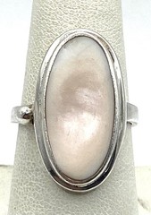 Vintage Sterling Silver / 925 Oval Mother of Pearl Ring Size 8.5