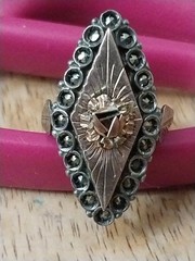Antique Victorian Silver and Marcasite Ring Size 6