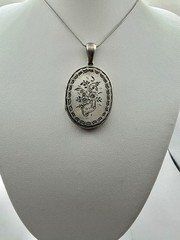 Victorian Double Sided Flowers Basket & Lovers Knots Mourning Locket Necklace