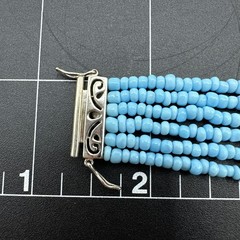 Ross-Simons Blue Bead w/Marquise 6-Strand 925 Silver Necklace 17 & Bracelet 7.25