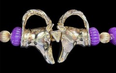 Vtg Gay Boyer Rams Signed Faux Pearl Gold Tone Beaded Choker Necklace 15.5”
