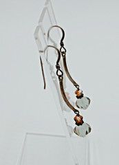 925 Crystal Drop Earrings 1.75in Sterling Silver 2g Aqua Blue Amber Tone Bicone