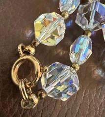 Vintage AB Coated Crystal Brooch Necklace Jewelry Set SPARKLY
