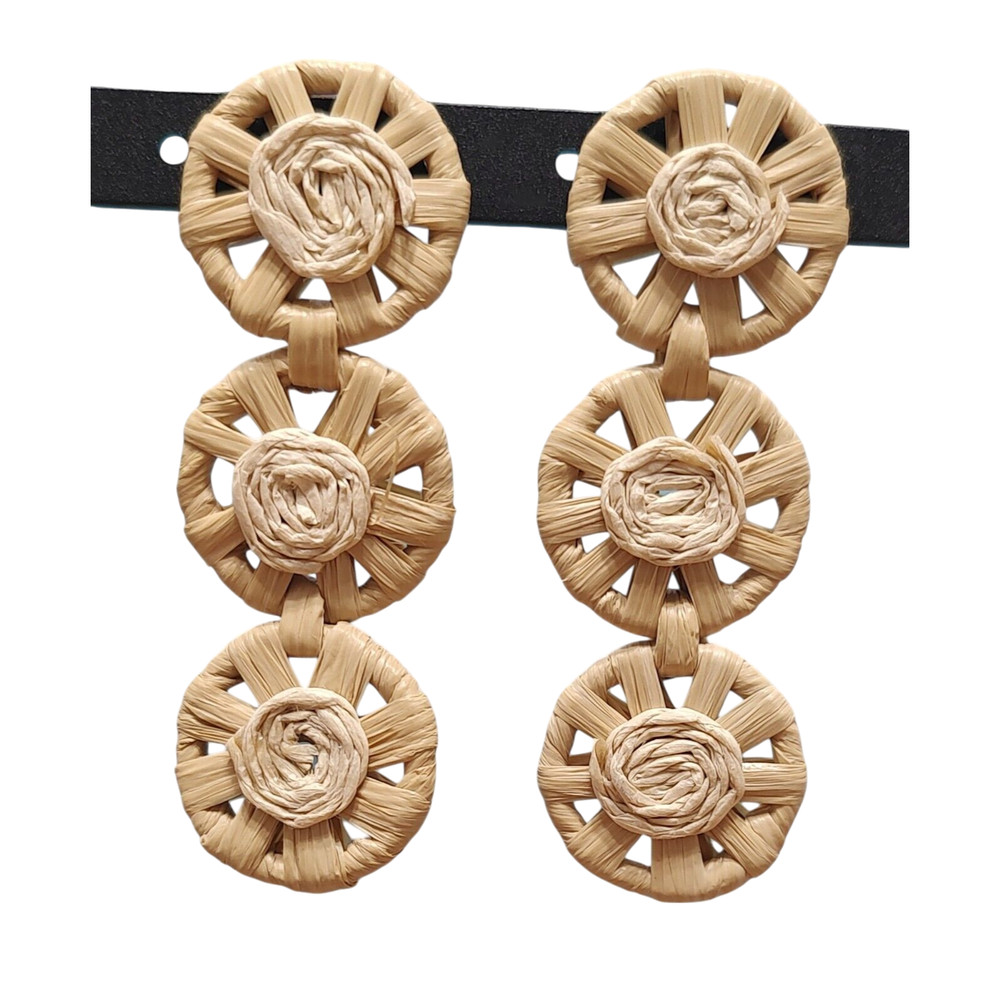 Chunky Boho Bamboo Natural Earthy Festival Everyday Statement Earrings – 2.75″