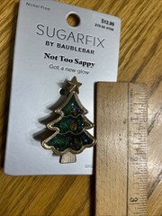 SUGARFIX by BaubleBar Not Too Sappy Christmas Tree Brooch Pin Moveable “Jewels”