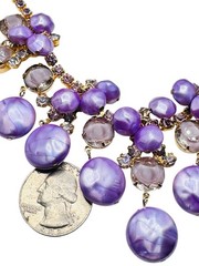 Vintage Juliana D&E Purple Rhinestone Pearl Necklace Earrings Set Book Piece