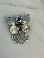 Vintage Jane Davis Filigree Angel Brooch Silver Tone Faux Pearl Angels Of Love