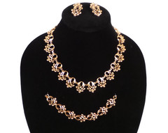 VINTAGE PARURE COPPER copyrightRENOIR SIGNED NECKLACE BRACELET AND EARRINGS SET