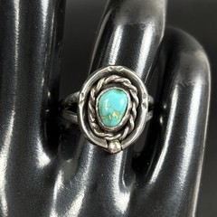 Vintage Southwest NA Style TESTED UNMARKED Sterling Silver Turquoise Ring Sz 7