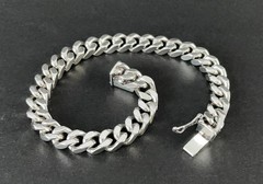 VINTAGE UNOAERRE ITALIAN STERLING SILVER CURB LINK BRACELET CHUNKY MENS UNISEX