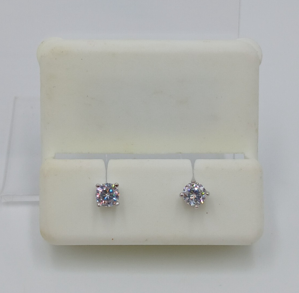 925 CZ Stud Earrings 4mm Sterling Silver 0.6g Round Brilliant Minimalist Petite