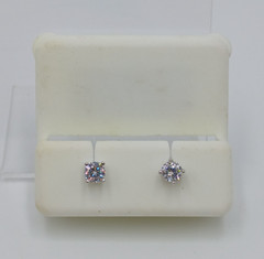 925 CZ Stud Earrings 4mm Sterling Silver 0.6g Round Brilliant Minimalist Petite