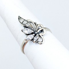 Vintage Luxury RING Silver 925 with Bright Stones-size: 9.5US(19.5mm) Ukraine#79
