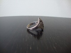 VINTAGE 1970-80s OPENWORK MARCASITE COCKTAIL RING STERLING SILVER STAMP 925 SZ 8
