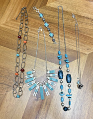 Vintage Turquoise Color Signed RMN JLo Fossil Necklace Bracelet Jewelry Lot