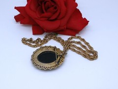 Vintage Ornate Cameo Faux Pearl Pin 23″ Necklace CAT RESCUE