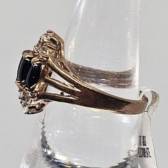 Onyx Cluster Cocktail Shield Ring 18k Yellow Gold Plated CZ Accent Size 7