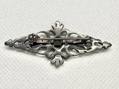 B03 Germany 2.0” Brooch 925 Sterling Silver Style Art Deco 1950s 7mm onyx 5.5g