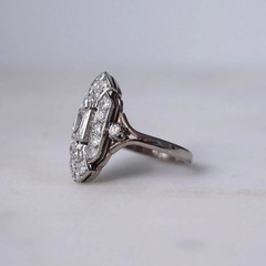 Art Deco Vintage Style Lab Created Diamond Engagement Ring 14K White Gold Finish