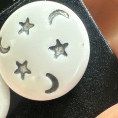 Vintage Medici Pierced Lucite Earrings Round Boho Stars Moon Magical White Sky