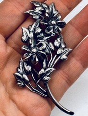 Vintage Danecraft Sterling Silver Floral Spray Brooch Pin Blooming Branch 3 1/8”