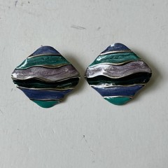 Vintage 1980s 1990s Enamel Earrings Lot Pierced Red Blue Statement Some Signed